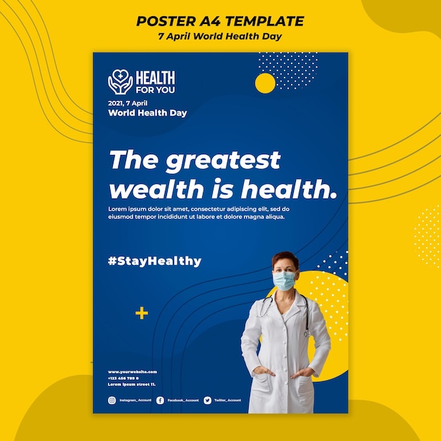 PSD gratuito plantilla de póster del día mundial de la salud