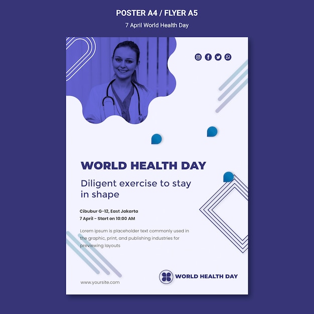 PSD gratuito plantilla de póster del día mundial de la salud