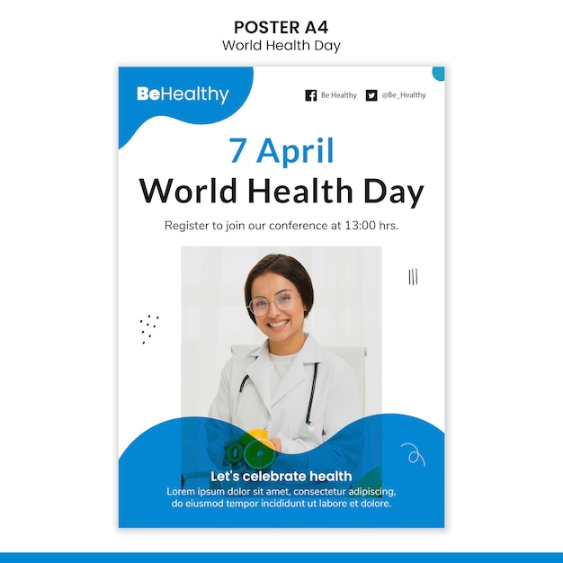 PSD gratuito plantilla de póster del día mundial de la salud