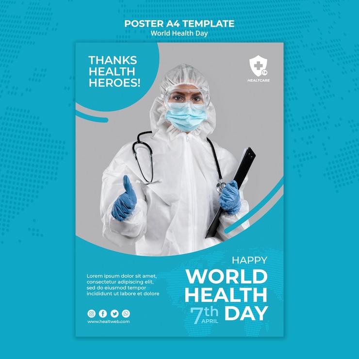 PSD gratuito plantilla de póster del día mundial de la salud