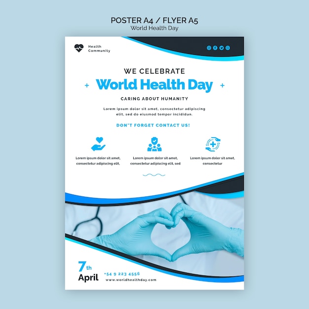 PSD gratuito plantilla de póster del día mundial de la salud