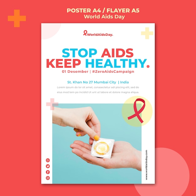 PSD gratuito plantilla de póster del día mundial del sida