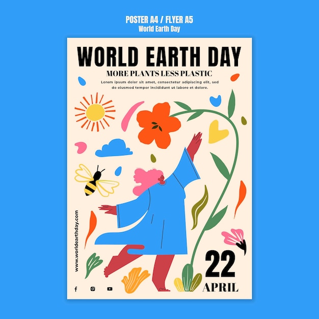 PSD gratuito plantilla de póster del día mundial de la tierra
