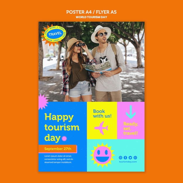 PSD gratuito plantilla de póster del día mundial del turismo