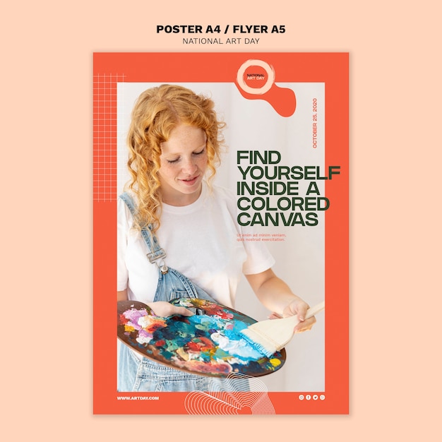 Plantilla de póster del día nacional del arte con foto