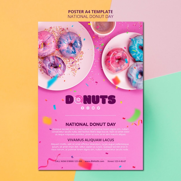 PSD gratuito plantilla de póster del día nacional del donut