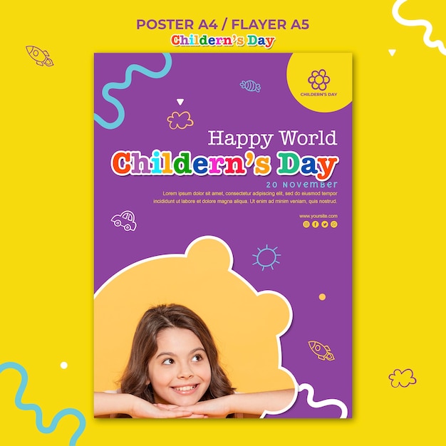 PSD gratuito plantilla de póster del día del niño