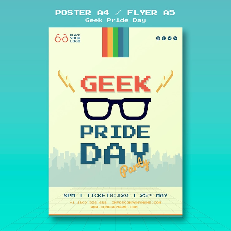 PSD gratuito plantilla de póster del día del orgullo friki