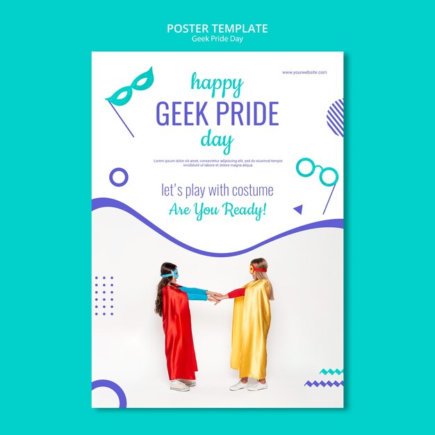 PSD gratuito plantilla de póster del día del orgullo geek