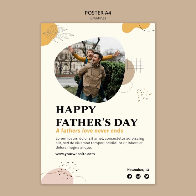 PSD gratuito plantilla de póster del día del padre dibujado a mano