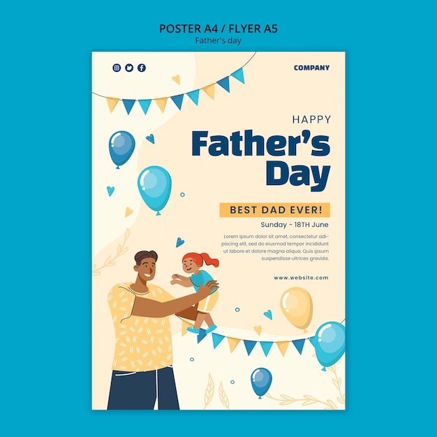 PSD gratuito plantilla de póster del día del padre dibujado a mano