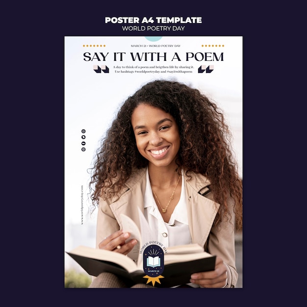 PSD gratuito plantilla de póster del día de la poesía