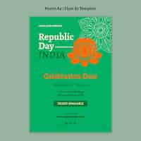 PSD gratuito plantilla de póster del día de la república india de diseño plano