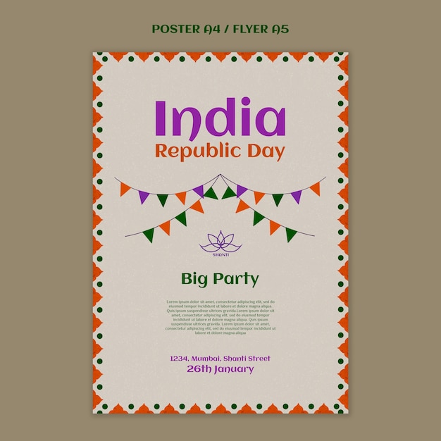 PSD gratuito plantilla de póster del día de la república india