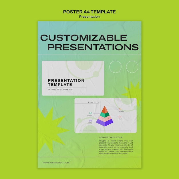 PSD gratuito plantilla de póster de diapositivas de presentación degradada