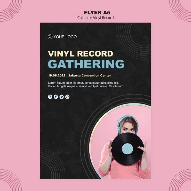 PSD gratuito plantilla de póster de disco de vinilo