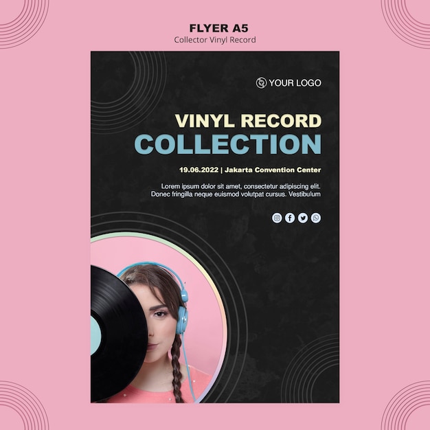 Plantilla de póster de disco de vinilo