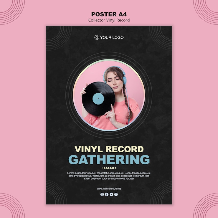 PSD gratuito plantilla de póster de disco de vinilo