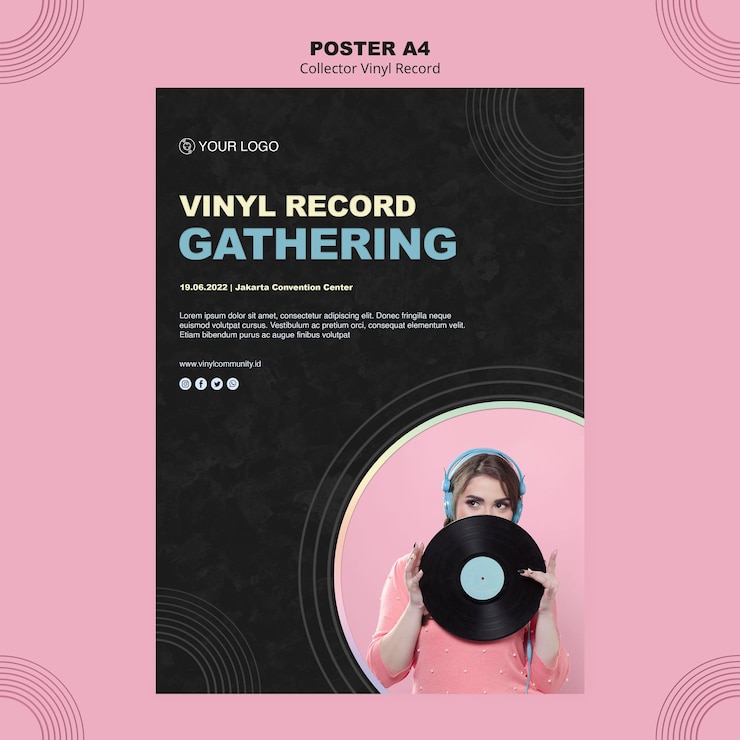 PSD gratuito plantilla de póster de disco de vinilo