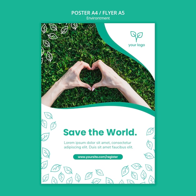 PSD gratuito plantilla de póster con diseño ambiental