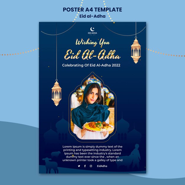 Plantilla de póster de diseño de eid al-adha