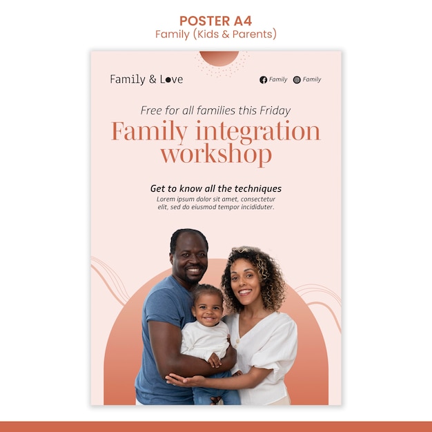 PSD gratuito plantilla de póster de diseño familiar