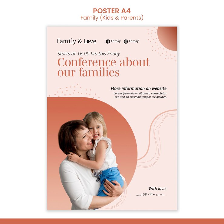 PSD gratuito plantilla de póster de diseño familiar