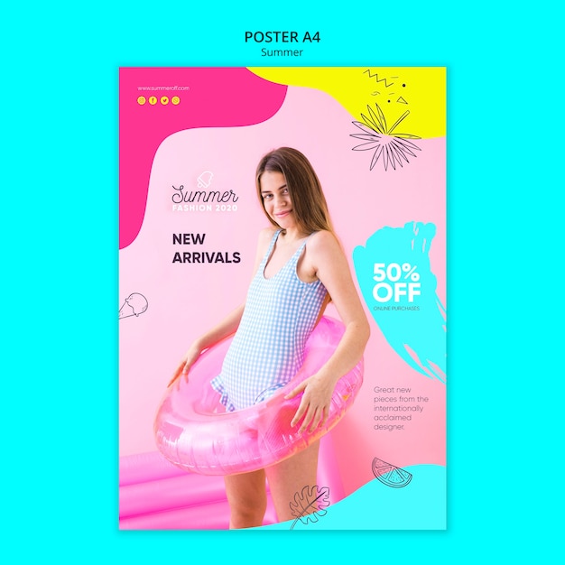 Plantilla de póster con diseño de venta de verano