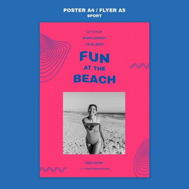 Plantilla de póster de diversión en la playa
