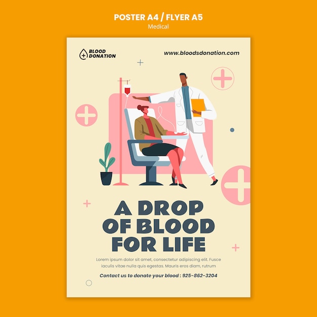 Plantilla de póster de donación de sangre