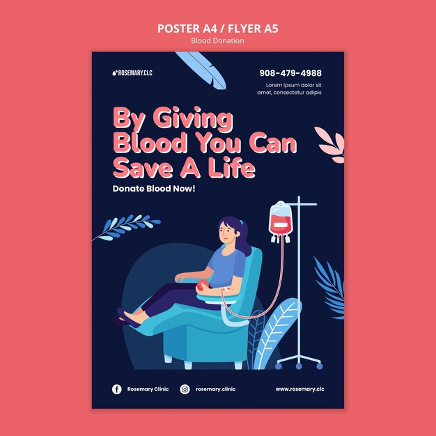 Plantilla de póster de donación de sangre