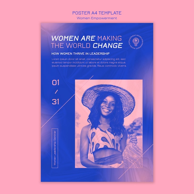 PSD gratuito plantilla de póster de empoderamiento de las mujeres