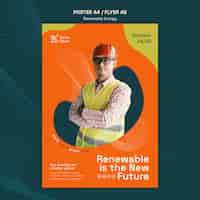 PSD gratuito plantilla de póster de energía renovable de formas fluidas