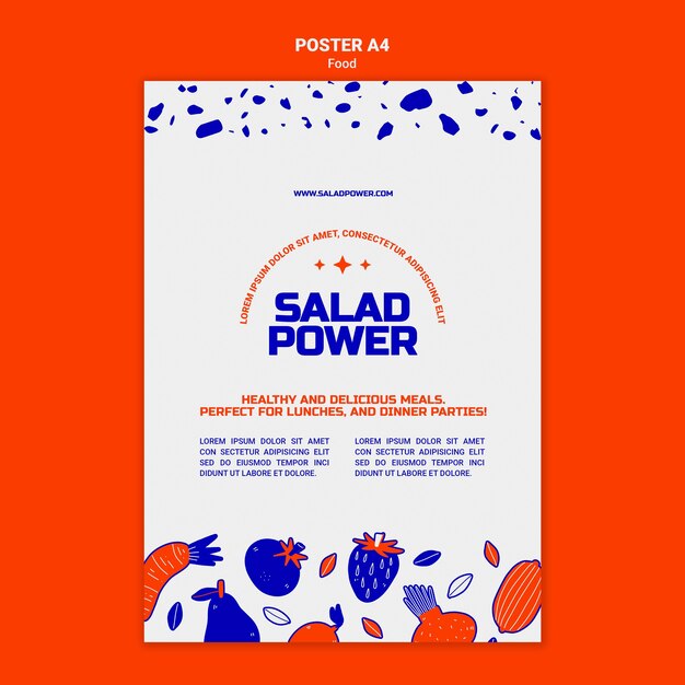 Plantilla de póster para ensalada de poder
