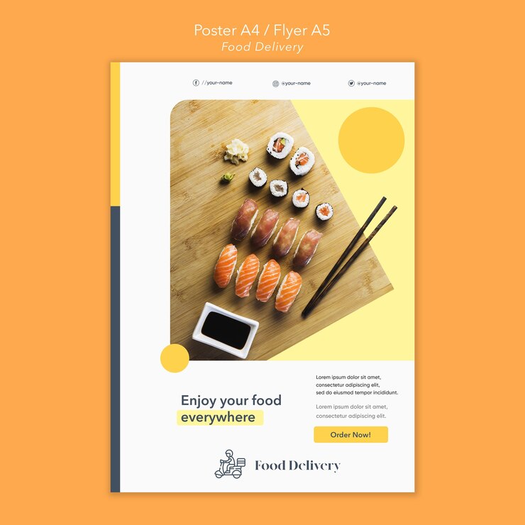 PSD gratuito plantilla de póster de entrega de alimentos