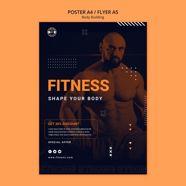 Plantilla de póster de entrenamiento de culturismo