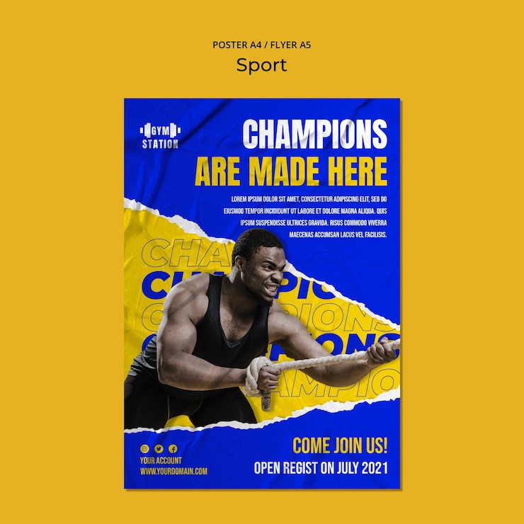 PSD gratuito plantilla de póster de entrenamiento de gimnasio