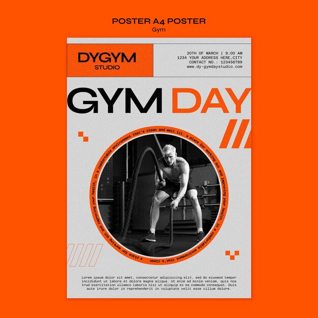 Plantilla de póster de entrenamiento de gimnasio
