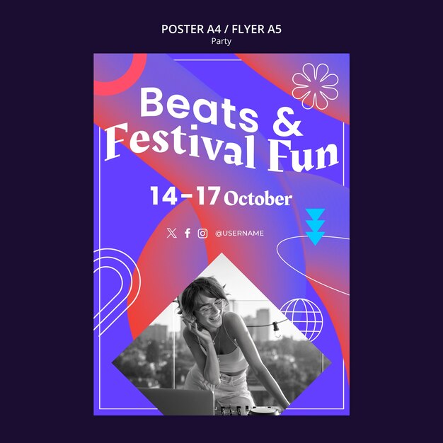 Plantilla de póster de entretenimiento para fiestas