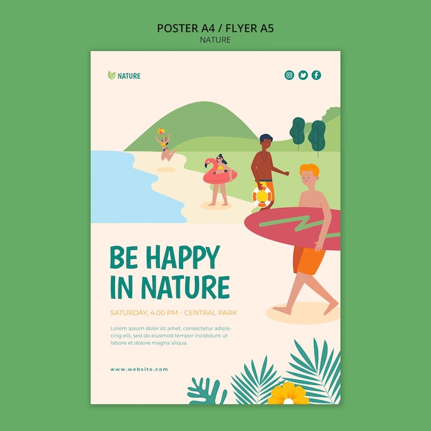 PSD gratuito plantilla de póster de entretenimiento de naturaleza