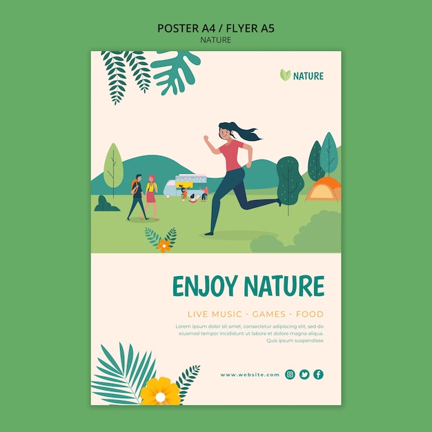 PSD gratuito plantilla de póster de entretenimiento de naturaleza