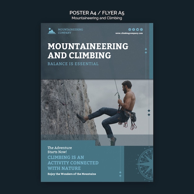 Plantilla de póster de equilibrio de escalada