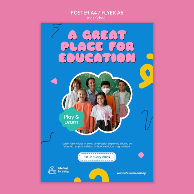 PSD gratuito plantilla de póster escolar para niños