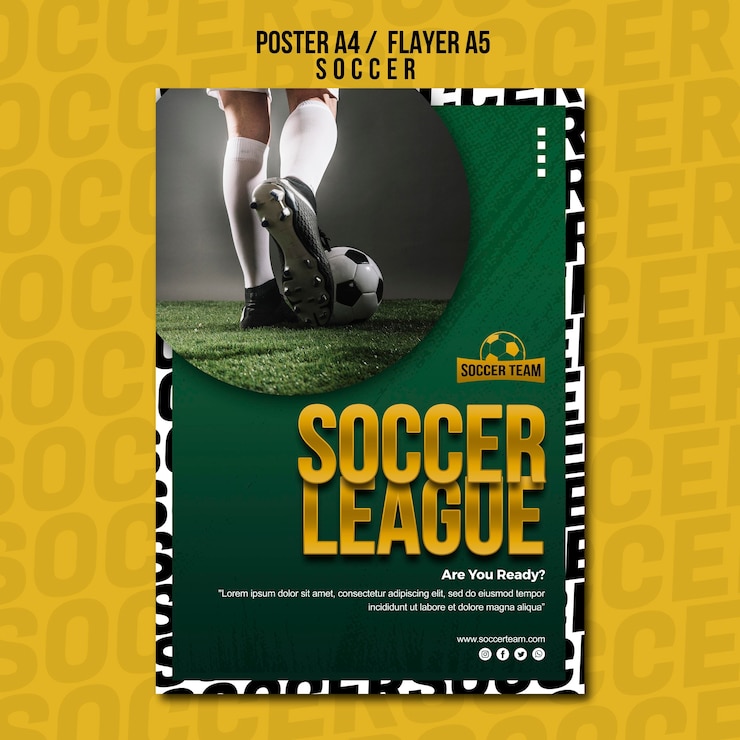 PSD gratuito plantilla de póster de la escuela de fútbol de la liga