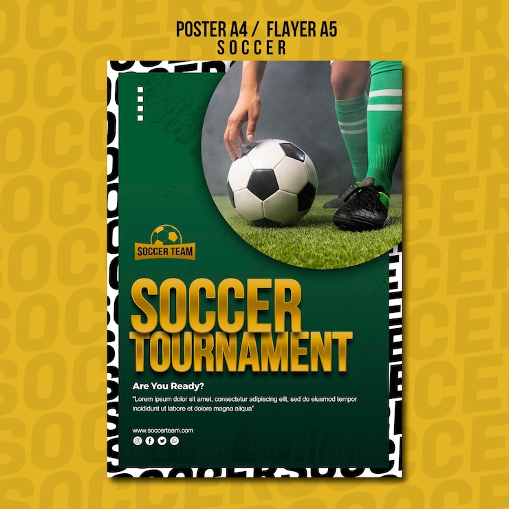 PSD gratuito plantilla de póster de la escuela de fútbol del torneo
