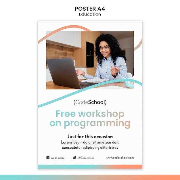 Plantilla de póster para la escuela de programación en línea.