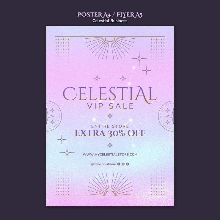 PSD gratuito plantilla de póster de estilo celestial degradado