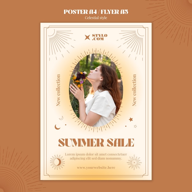 PSD gratuito plantilla de póster de estilo celestial