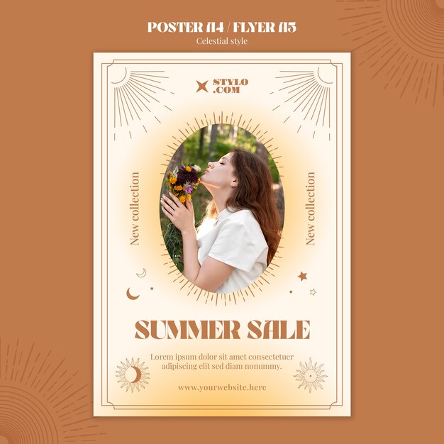 Plantilla de póster de estilo celestial