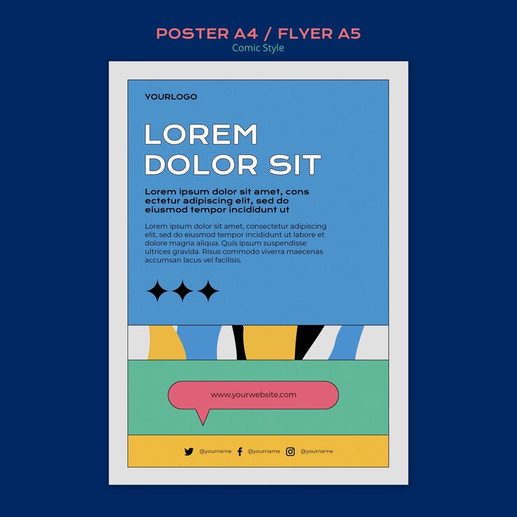 PSD gratuito plantilla de póster en estilo cómic